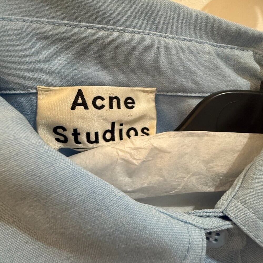Acne Studios Light Blue Oversized Belted Shirt Dress Size S — Minimalist Scandi - Picture 7 of 8